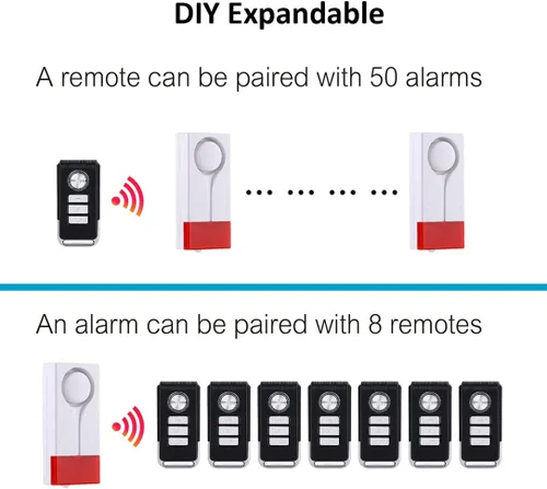 Vista 6 de Lancoon Alarma abierta para puerta y ventana, control remoto inalámbrico, sensor magnético, timbre antirrobo, seguridad para el hogar, protección