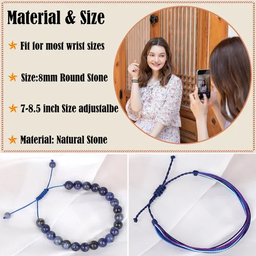 Vista 243 de LPBeads Pulsera de piedra natural hecha a mano de tamaño ajustable