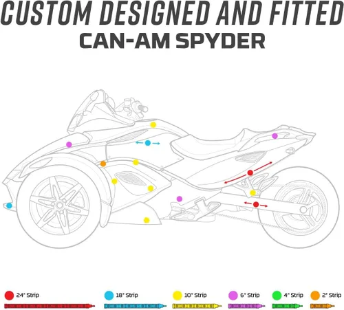 Vista 8 de LEDGlow Kit de luces LED de neón con Bluetooth avanzado de millones de colores para motocicletas Can-Am Spyder, aplicación para smartphone, función