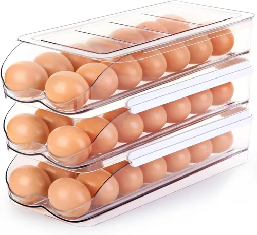 Vista 8 de RoskDeewat Soporte para Huevos para Refrigerador, Contenedor de Huevos con Rodamiento Automático para Refrigerador, Organizadores de Refrigerador