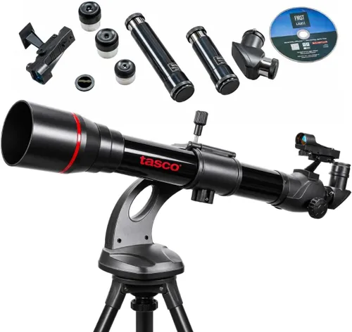 TASCO Spacestation - Refractor AZ de 2.756 x 31.496 in con telescopio buscador de puntos rojos LED variable, negro, talla única (49070800)