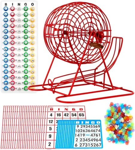 Vista 12 de Regal Bingo - Juego de bingo profesional con jaula de rueda de 11 pulgadas, 75 bolas de bingo, tablero maestro, 18 tarjetas de bingo y 25 tarjetas