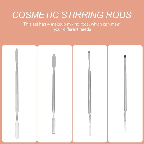 Vista 6 de 4 piezas de acero inoxidable Depotting espátula de maquillaje herramienta de maquillaje accesorios para maquillaje cosméticos mezcla