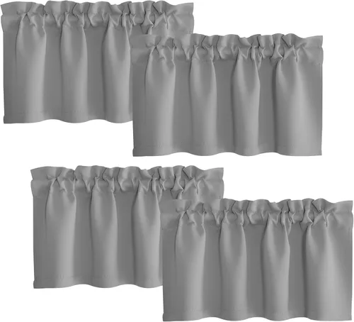 Vista 52 de NICETOWN Cenefa de cocina para ventanas, cortina corta con bolsillo para barra de estilo campestre con aislamiento térmico para sala de estar