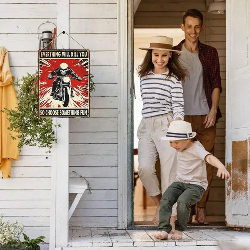 Vista 97 de Letrero de metal con texto en inglés "I Do What I Want Cat Riding Motorcycle Retro Wall Art Decor for Home Office Bar Wall Decor 8x12