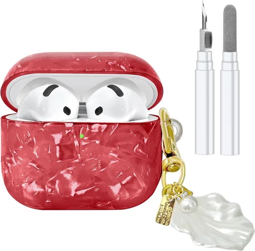 Vista 9 de Compatible con estuche AirPods 4 2024, bonita funda protectora de TPU para AirPods con kit de limpieza y accesorios de cordón de carcasa para Negro