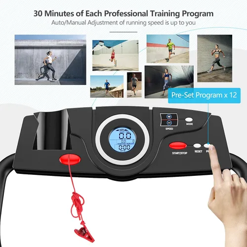 Vista 5 de GYMAX Caminadora plegable, máquina de correr de instalación gratuita de 3.0 HP con altavoz Bluetooth, monitor de pantalla táctil HD, control