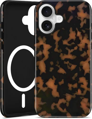 Vista 87 de Jusy Compatible with MagSafe Brown Tortoise Shell Print Phone Case for iPhone 7/8/SE, Amber Trendy Luxury Magnetic Soft TPU and Hard PC Protective