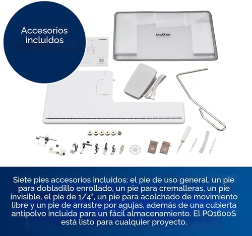 Vista 6 de Brother PQ1600S - Máquina de coser y acolchar de alta velocidad, color blanco