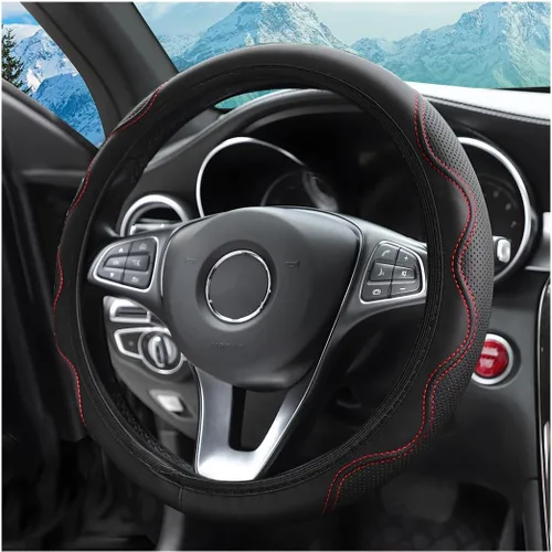 Vista 13 de Funda elástica para volante zipelo de 15 pulgadas, microfibra transpirable de seda de hielo, universal, antideslizante, para automóvil, cálida