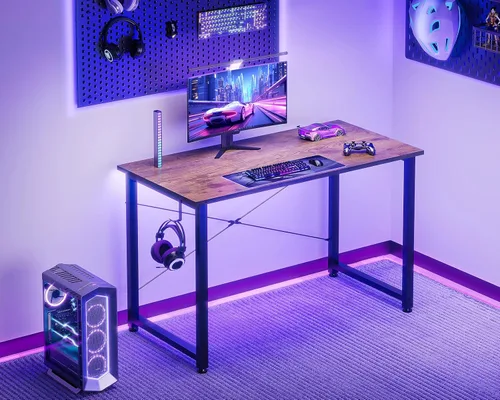 Vista 4 de Casaottima Escritorio de computadora pequeño de 40 pulgadas para oficina en casa, mesa de estudio para espacios pequeños, escritorio simple