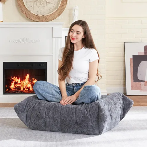 Vista 6 de HABUTWAY Puf Otomano, Reposapiés, Silla junto a la Chimenea, Sofá Puf Perezoso de Espuma Viscoelástica para Sala de Estar, Dormitorio, Dormitorio