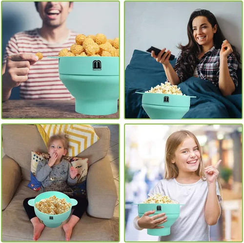 Vista 6 de MMUGOOLER - Máquina de palomitas de maíz de silicona original para microondas, cuenco plegable con tapa, sin BPA y apto para lavavajillas, rápido