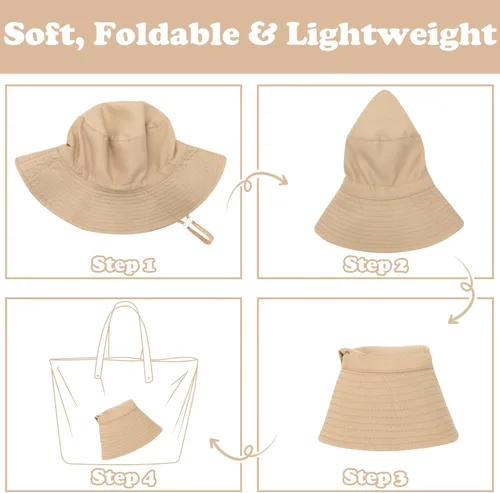 Vista 6 de Sarfel Sombrero de sol para bebé, sombrero de verano para bebé, sombrero de protección solar UPF 50+, sombrero de cubo para bebé niña ajustable
