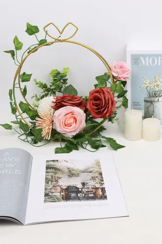 Vista 4 de LVEFIT 12 rosas artificiales de seda de color naranja quemado, ramo de rosas de seda de tallo largo para bodas, despedidas de soltera, fiestas