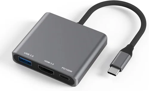 Vista 10 de Concentrador adaptador USB C, 4 en 1 USB tipo C a HDMI 4K, VGA, USB3.0 y USB-C PD multipuerto estación de acoplamiento compatible con dispositivos