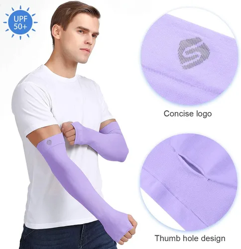 Vista 2 de Mangas de brazo para hombres y mujeres, protección solar UV, cubierta de compresión para calentador