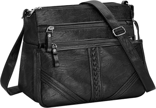 Vista 14 de Bolsos bandolera ELDA para mujer, monederos y bolsos de piel sintética suave, bolsos con varios bolsillos, bolsa de hombro