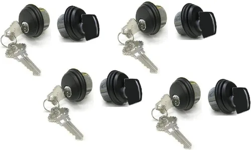 Vista 5 de Cerraduras de cilindro, cerradura de puerta comercial, estilo Adams Rite, resistente, 2 llaves (doble cilindro, aluminio plateado, paquete de 4)