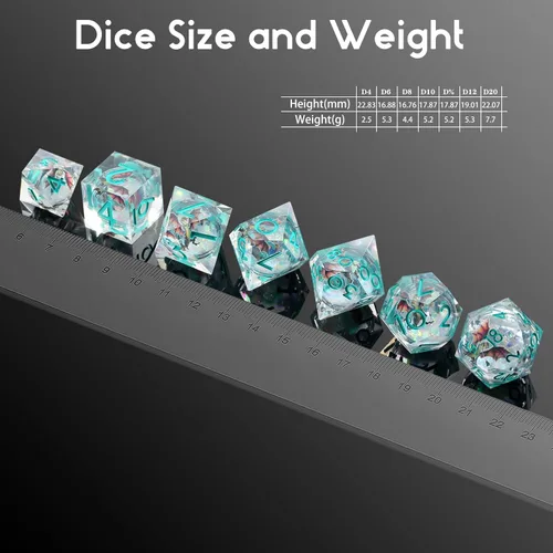 Vista 139 de DNDND Dados de Resina Ojo DND de Borde Afilado Dado de D&D con Estuche de Regalo para Juego de Dungeons and Dragons (Ojo de Dragón Verde)