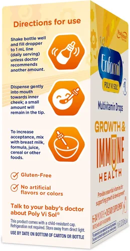 Vista 9 de Enfamil Poly-Vi-Sol Suplemento multivitamínico líquido para bebés y niños pequeños, botella cuentagotas de 1.7 fl oz