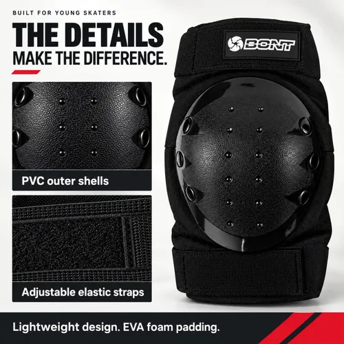 Vista 4 de Bont Patines - Juego de almohadillas protectoras para niños con rodilleras, coderas y muñequeras