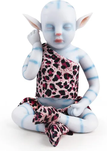 Vollence Muñecas de bebé de cuerpo completo de silicona Avatar durmiendo de 17 pulgadas, no son muñecas de vinilo, bebé Na'vi Reborn todo de
