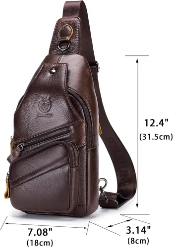 Vista 2 de LUKZIJAES Bolso bandolera de cuero genuino para hombre