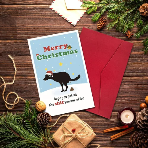 Vista 4 de Ogeby Tarjeta de Navidad Divertida de Perro con Sobres, Regalos de Navidad Atrevidos para Amantes de los Perros, Ideas de Regalos de Navidad