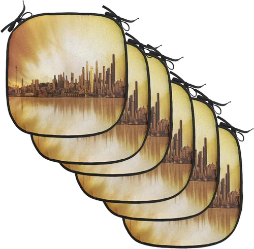 Vista 69 de Lunarable American Chair Cushion Pad, Massachusetts Flagg Holds a Bow and Pointing Downward Arrow, Seat Padding for Kitchen & Patio with Anti-Slip