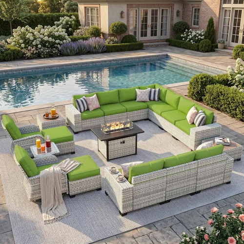 Vista 96 de Muebles de patio al aire libre conjunto PE mimbre ratán al aire libre sofá Beige