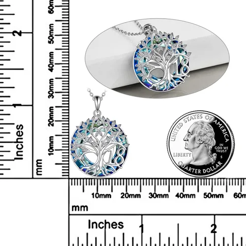 Vista 3 de Collar de plata de ley con árbol de la vida para mujer, regalo de cumpleaños de 16, 18, 30, 40, 50, 60, 70, 80, 90, 100, regalo para mujer, esposa