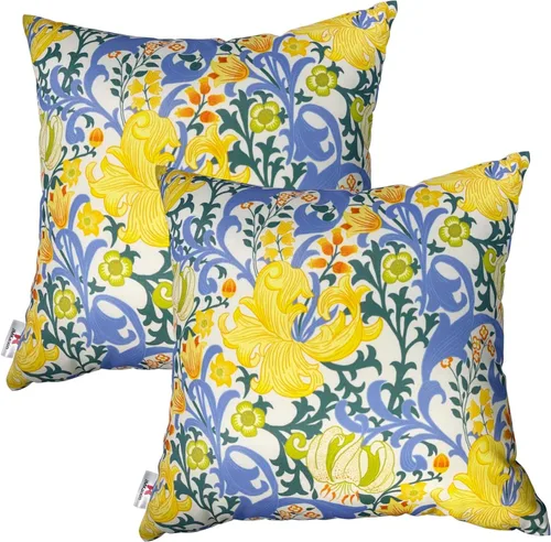 Vista 12 de Paquete de 2 almohadas decorativas impermeables para exteriores e interiores, con relleno, cojines cuadrados de 18 x 18 pulgadas para cama, sofá