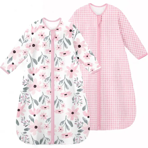 Vista 17 de Yoofoss - Saco de dormir para bebé de 0 a 6 meses, manta de manga larga para bebé, 100% algodón, TOG 0.5, cremallera de 2 vías, saco de dormir