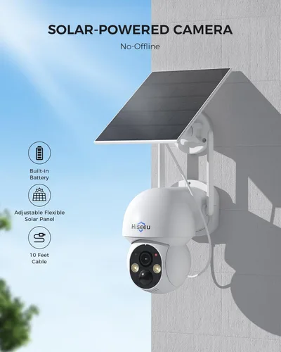 Vista 3 de Hiseeu - Cámara solar inalámbrica para exteriores, sistema de cámara de seguridad para el hogar, WiFi de 2.4G y 5G, kit de 4 cámaras de 4MP