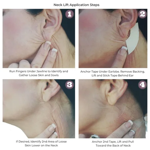Vista 4 de Bring It Up Cinta de levantamiento de cuello instantáneo para 30 días, calcomanías transparentes antiarrugas para levantar el cuello, tonifican