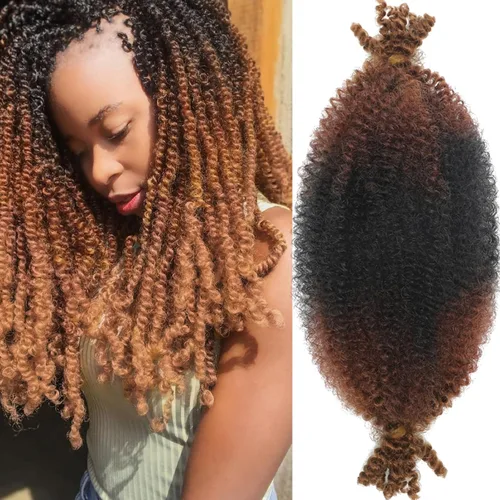 Vista 15 de 3 paquetes de cabello rizado afro elástico de 10 pulgadas, cabello trenzado Marley Twist 1B preseparado de ganchillo sintético suave para rastas