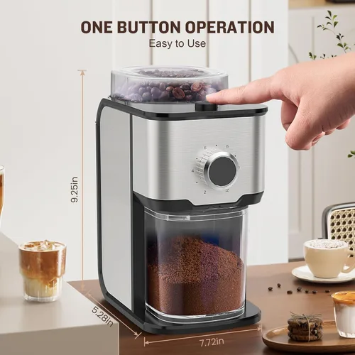 Vista 6 de AYCHIRO Molinillo de café con rebabas, molinillo de granos de café eléctrico ajustable con 14 configuraciones de molienda, 2-12 tazas para espresso