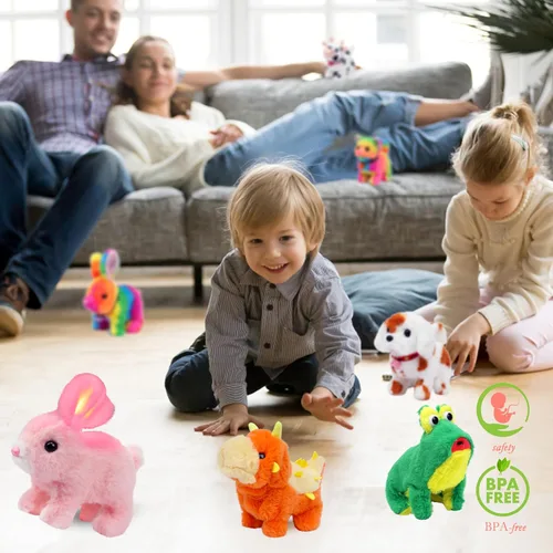 Vista 14 de Hopearl - Juguete de peluche electrónico interactivo de conejo con orejas LED, sonidos y movimientos; camina, se menea e ilumina las orejas, mueve