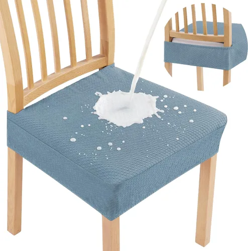 Smiry Juego de 2 fundas de asiento impermeables para sillas de comedor, tela jacquard elástica, extraíble y lavable, fundas protectoras de asiento