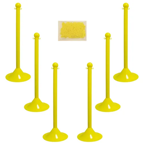Vista 11 de Mr. Chain, juego de postes de contención plásticos con 50" de cadena y ganchos en forma de C (Paquetes de 6), Negro, 6