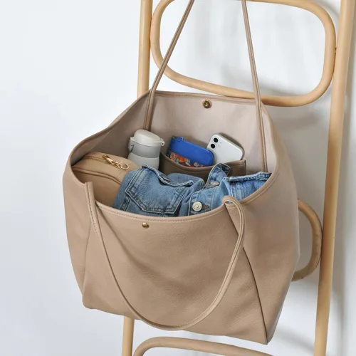Vista 11 de HOXIS Bolso de mano de cuero PU de gran tamaño para mujer, bolso de fin de semana, bolso de viaje