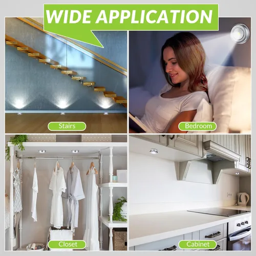 Vista 7 de Macarrie Paquete de 24 luces LED de disco de 2.68 pulgadas, mini luz nocturna táctil inalámbrica, 60 lúmenes, funciona con pilas, luces adhesivas