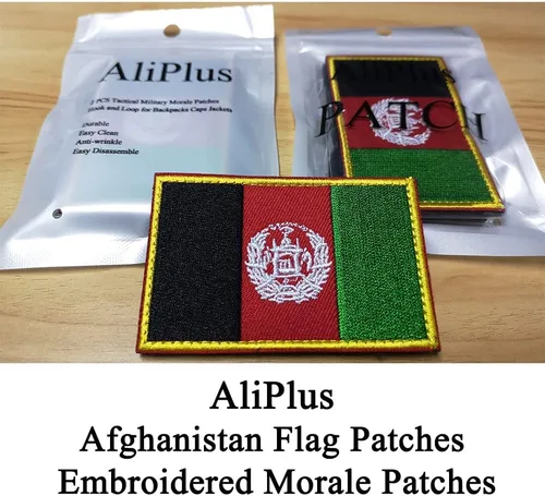 Vista 2 de 2 unidades AliPlus Parches de bandera de Afganistán bordados, parches tácticos militares de moral con gancho y bucle