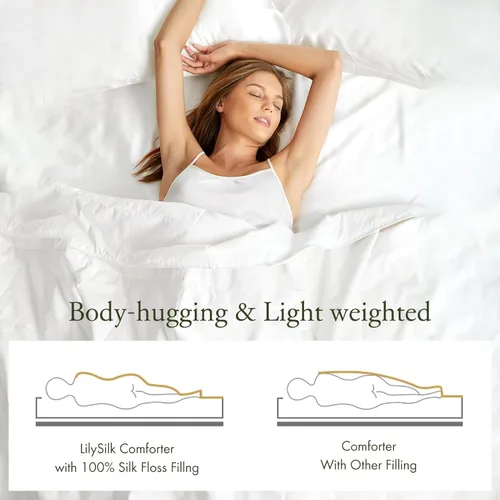 Vista 4 de Lilysilk Cobertor de seda, lavable, con funda de algodón, relleno con seda de murera 100% natural, de lujo, de la mejor calidad.