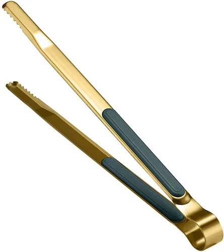 Vista 2 de Pinzas para servir alimentos para bufé, pinzas de acero inoxidable dorado, pinzas para servidor, barbacoa, parrilla, paquete de 5