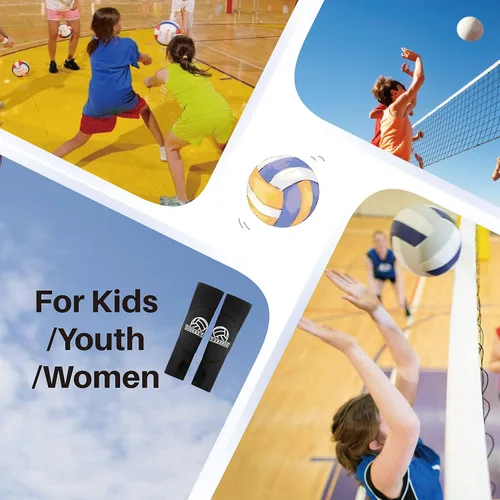 Vista 7 de Mangas acolchadas para brazos de voleibol para niñas, mangas acolchadas para antebrazo con orificio para el pulgar, almohadillas para brazos