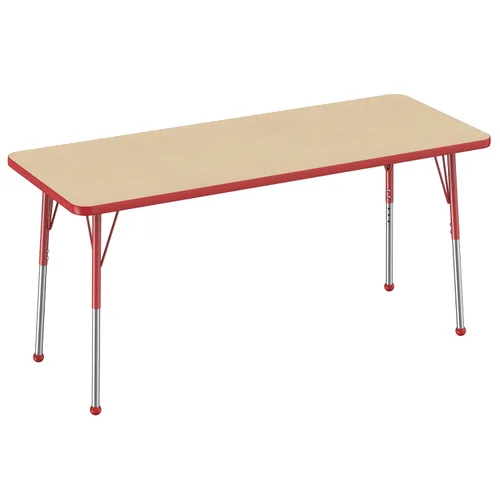 Vista 240 de FDP - Mesa rectangular para actividades escolares y de oficina (24 x 36 pulgadas), patas estándar con deslizadores giratorios, altura ajustable