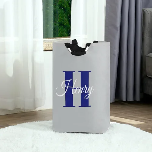 Vista 2 de Cesta de lavandería personalizada con tu nombre, bolsa de lavandería grande personalizada, plegable, de tela Oxford, elegante contenedor
