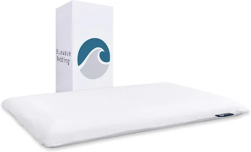 Vista 10 de Bluewave Bedding Almohada de espuma viscoelástica de gel ultra delgada para personas que duermen boca abajo y espalda, diseño delgado y plano